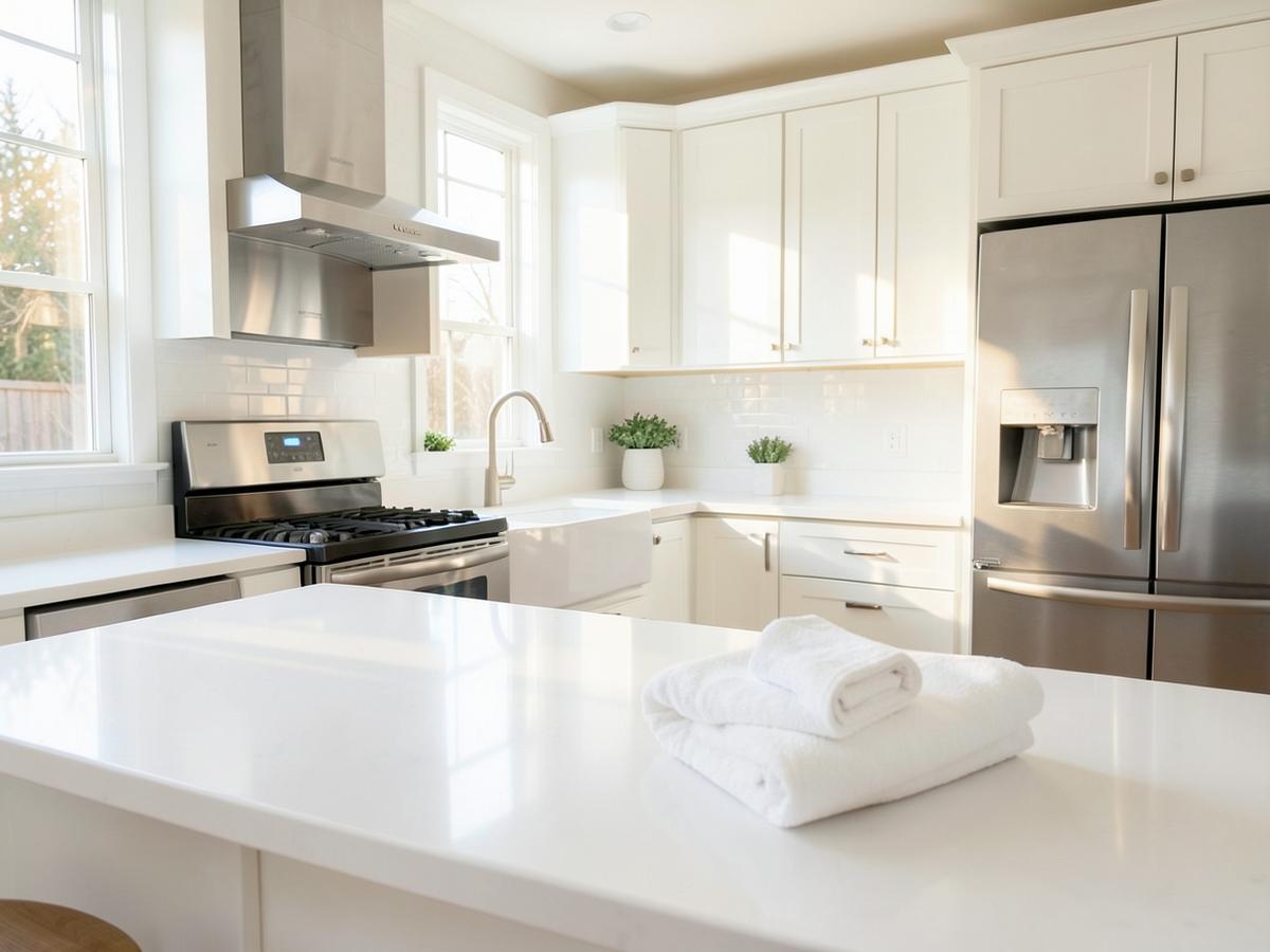 A spotless kitchen after a deep cleaning visit