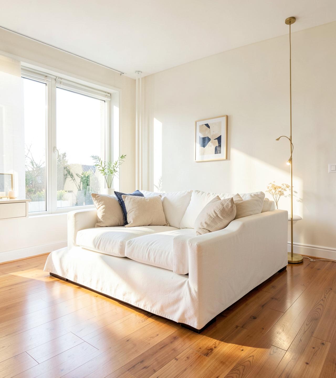 A bright, freshly cleaned living room in a Burlington County home